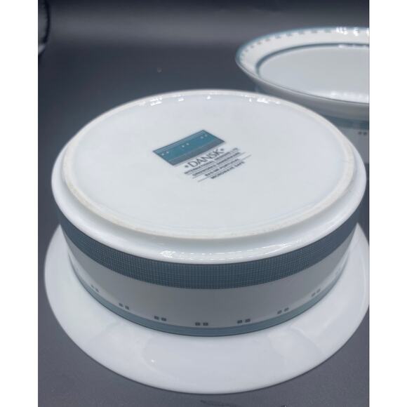 Set 2 DANSK GRIDWORKS Blue 6 3/4"" Rim Cereal Soup Bowls PORTUGAL Round FLAW - Picture 5 of 8